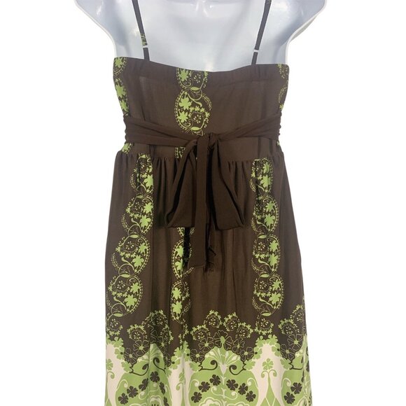 Speechless Womens Brown & Green Floral Empire Waist Sundress With Spaghetti Stra - Picture 4 of 10